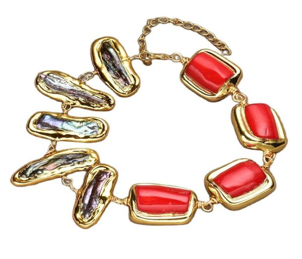 natural black biwa pearl red coral strand with gold plated edge beaded bracelet for women fashion jewelry gift1320718
natural black biwa pearl red coral strand with gold plated edge beaded bracelet for women fashion jewelry gift1320718