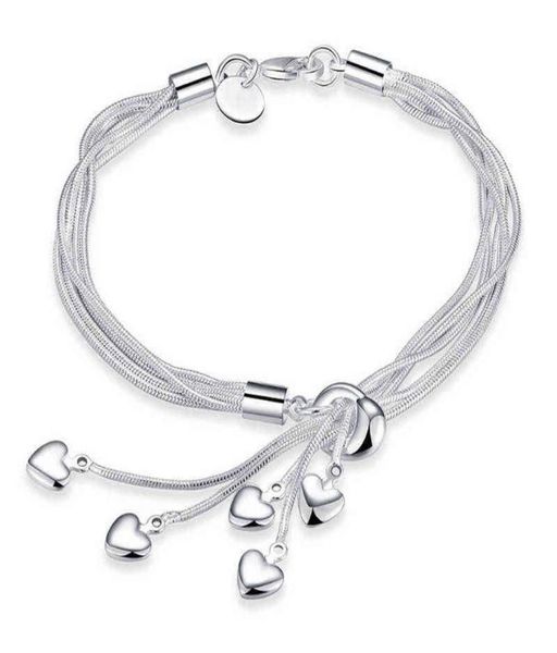 925 sterling silver tassel heart charm bracelet bangle for women girls party wedding jewelry pulseras mujer sl2564245159, Black
925 sterling silver tassel heart charm bracelet bangle for women girls party wedding jewelry pulseras mujer sl2564245159, Black