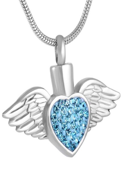 z8496 blue color heart angel wings design 316l stainless steel cremation pendant human ashes container memorial urn necklace4898173, Silver
z8496 blue color heart angel wings design 316l stainless steel cremation pendant human ashes container memorial urn necklace4898173, Silver