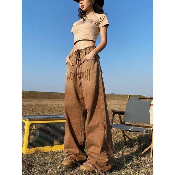 women's pants s american women retro raw edge design straight jeans large size casual brown mopping trousers baggy jean 230512, Black;white
women's pants s american women retro raw edge design straight jeans large size casual brown mopping trousers baggy jean 230512, Black;white