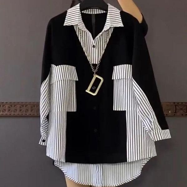 shirts fashion korean striped patchwork shirt female casual long sleeve allmatch loose singlebreasted blouse women's clothing 2022, White
shirts fashion korean striped patchwork shirt female casual long sleeve allmatch loose singlebreasted blouse women's clothing 2022, White