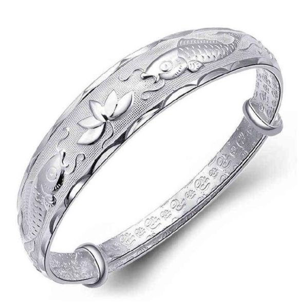 s925 silver fish lotus adjustable bracelet bangle for women girl lady wedding birthday gift6591250, Black
s925 silver fish lotus adjustable bracelet bangle for women girl lady wedding birthday gift6591250, Black