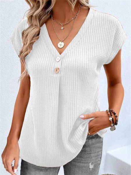 women's tshirt summer loose button decoration v neck female fashion bat short sleeve casual #039;s korean version waffle tees 230512, White
women's tshirt summer loose button decoration v neck female fashion bat short sleeve casual #039;s korean version waffle tees 230512, White