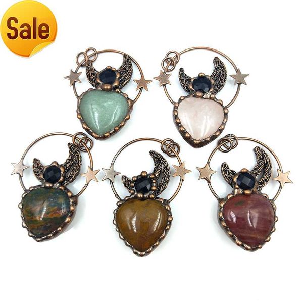 natural healing crystal soldering pendant heart necklace antique bronze plated charms green aventurine jewelry for women gifts, Silver
natural healing crystal soldering pendant heart necklace antique bronze plated charms green aventurine jewelry for women gifts, Silver