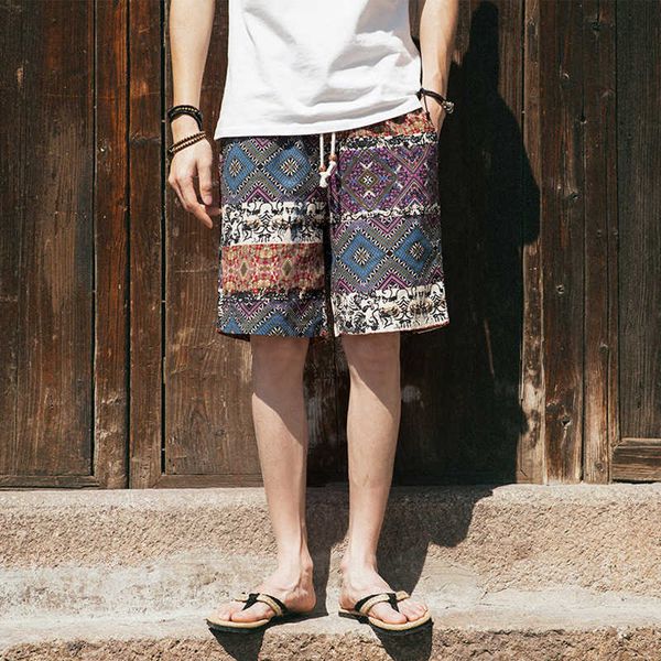 men's shorts summer thin flower tide brand ethnic style large cotton linen loose beach pants, White;black
men's shorts summer thin flower tide brand ethnic style large cotton linen loose beach pants, White;black