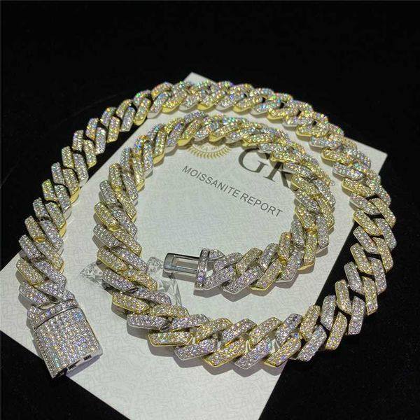 sterling sier hip hop jewelry moissanite chain cuban bracelet 14mm two tone iced out diamond gold plated cuban link chain, Silver
sterling sier hip hop jewelry moissanite chain cuban bracelet 14mm two tone iced out diamond gold plated cuban link chain, Silver