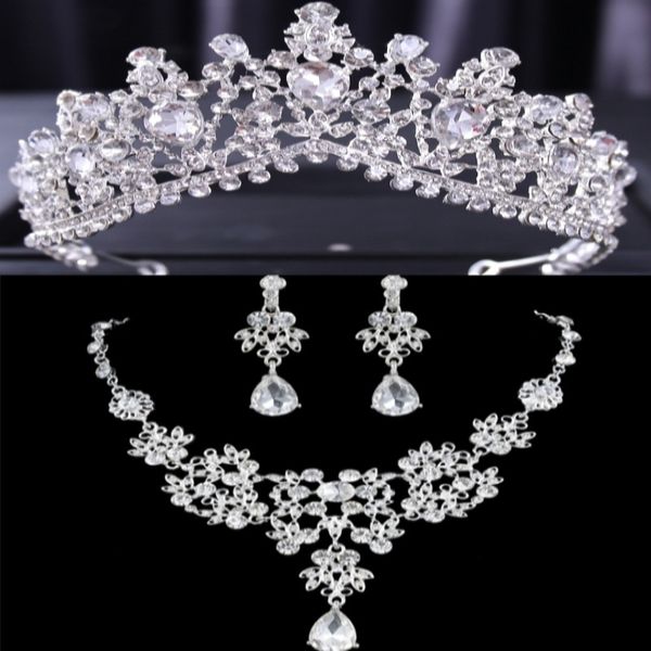 red zircon bride crown necklace earrings three piece set of green classic palace three piece party jewelry elegant blue rhinestone head set, Silver
red zircon bride crown necklace earrings three piece set of green classic palace three piece party jewelry elegant blue rhinestone head set, Silver