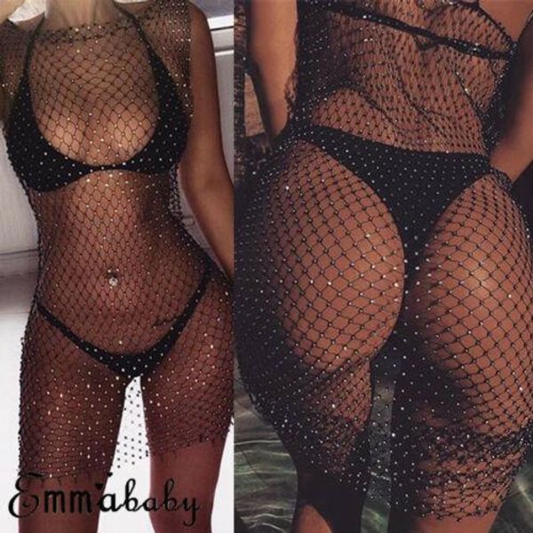 swimwear womens summer bikini cover up swimwear bathing suit crystal mesh fishnet beach dress black, White;black
swimwear womens summer bikini cover up swimwear bathing suit crystal mesh fishnet beach dress black, White;black