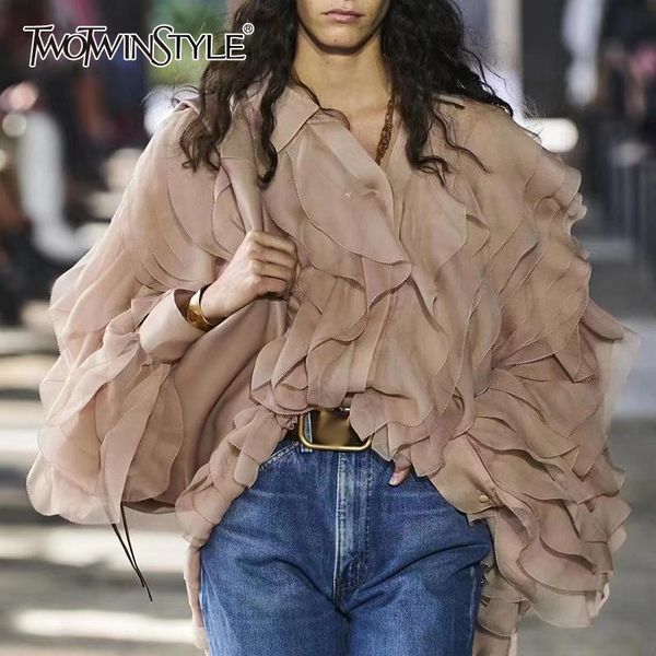 shirts twotwinstyle elegant patchwork ruffle shirt for women lapel long sleeve lace up bowknot casual blouse female fashion new 2022, White
shirts twotwinstyle elegant patchwork ruffle shirt for women lapel long sleeve lace up bowknot casual blouse female fashion new 2022, White