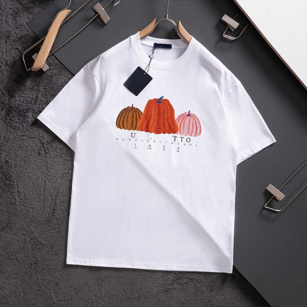 

designer men's t-shirt new pumpkin three-dimensional pattern personalized printing hundred round neck slim short-sleeved men and women, White;black