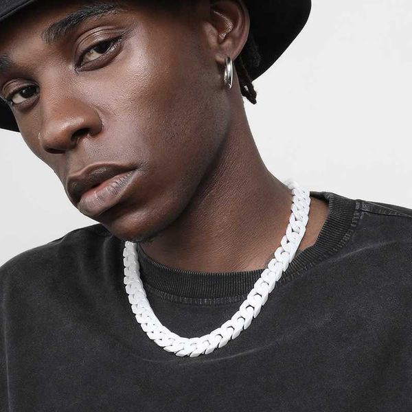 grgr original splice white ceramic cuban chain men's hip hop collar necklace european cuban fashion simple classic, Silver
grgr original splice white ceramic cuban chain men's hip hop collar necklace european cuban fashion simple classic, Silver