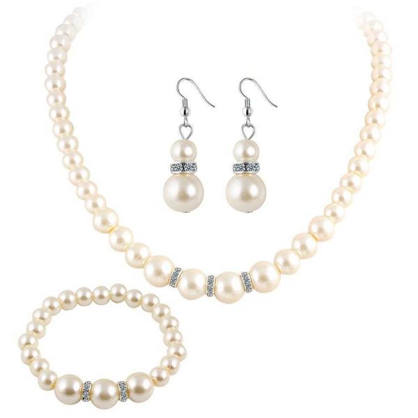 artificial pearl diamond crystal necklace earring bracelet set womens bride wholesale, Golden;silver
artificial pearl diamond crystal necklace earring bracelet set womens bride wholesale, Golden;silver
