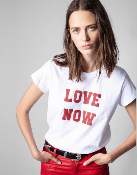 23ss zadig voltaire summer cotton new women designer t shirt fashion letter love now glittering powder printed round neck white short sleeve
23ss zadig voltaire summer cotton new women designer t shirt fashion letter love now glittering powder printed round neck white short sleeve