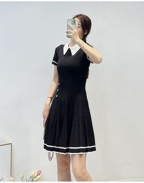 basic & casual dresse the s-andro black and white contrasting college style lapel with waistband for slimming pleated short sleeved skirt, Black;gray
basic & casual dresse the s-andro black and white contrasting college style lapel with waistband for slimming pleated short sleeved skirt, Black;gray