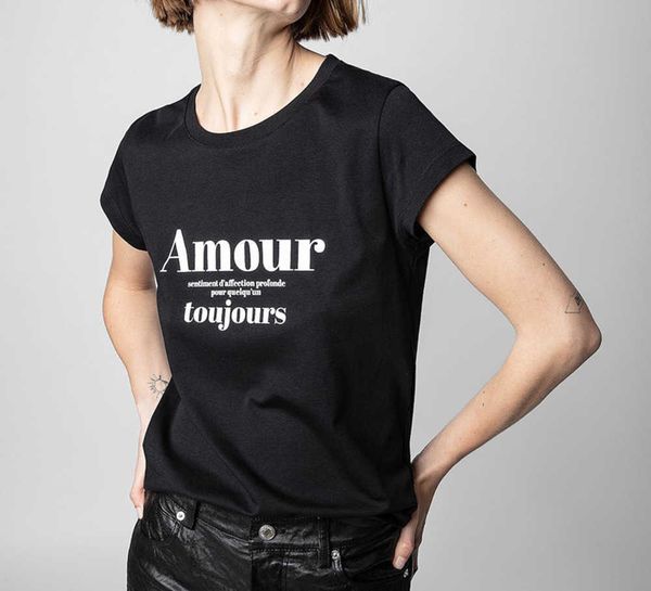 zadig voltaire 23ss summer cotton fashion beach tees classic letter flocking printed black and white women designer short-sleeved
zadig voltaire 23ss summer cotton fashion beach tees classic letter flocking printed black and white women designer short-sleeved