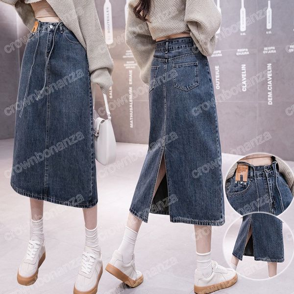2023 spring summer women denim long skirt fashion bandage high waist split midi skirt woman casual loose straight jeans skirts, Black
2023 spring summer women denim long skirt fashion bandage high waist split midi skirt woman casual loose straight jeans skirts, Black