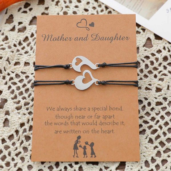 mother daughter parent child love card bracelet simple stainless steel fishhook woven, Golden;silver
mother daughter parent child love card bracelet simple stainless steel fishhook woven, Golden;silver