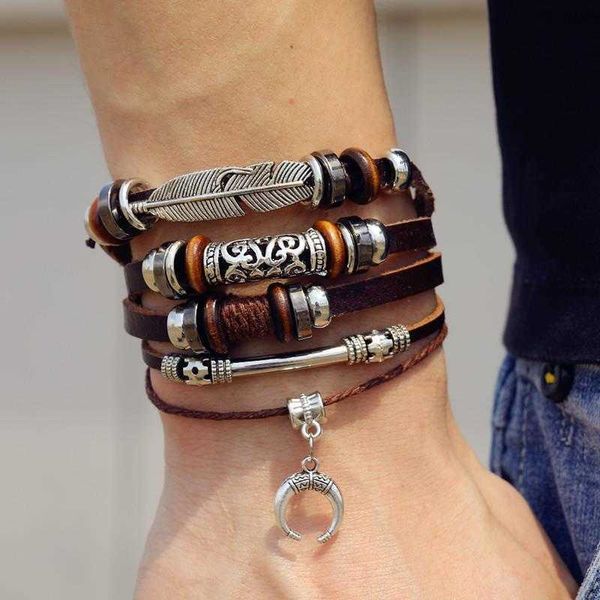 korean jewelry feather hook strand beaded weave leather bracelet creative retro black mens
korean jewelry feather hook strand beaded weave leather bracelet creative retro black mens