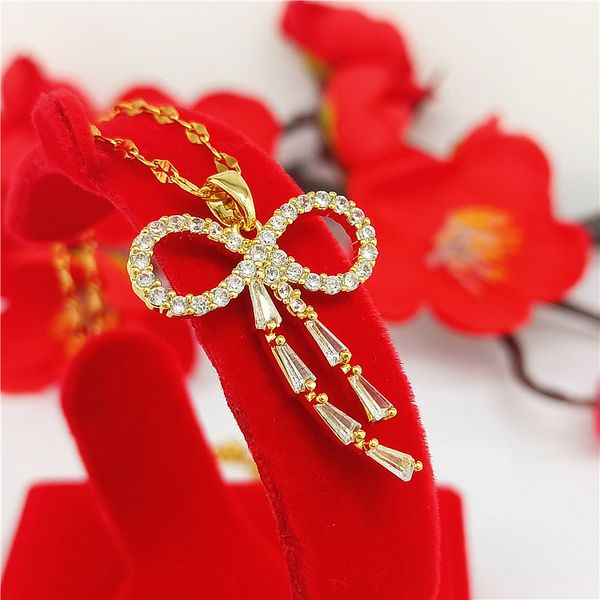 women pendant chain exquisite bowknot design girls 18k yellow gold filled real fashion lady jewelry gift, Silver
women pendant chain exquisite bowknot design girls 18k yellow gold filled real fashion lady jewelry gift, Silver