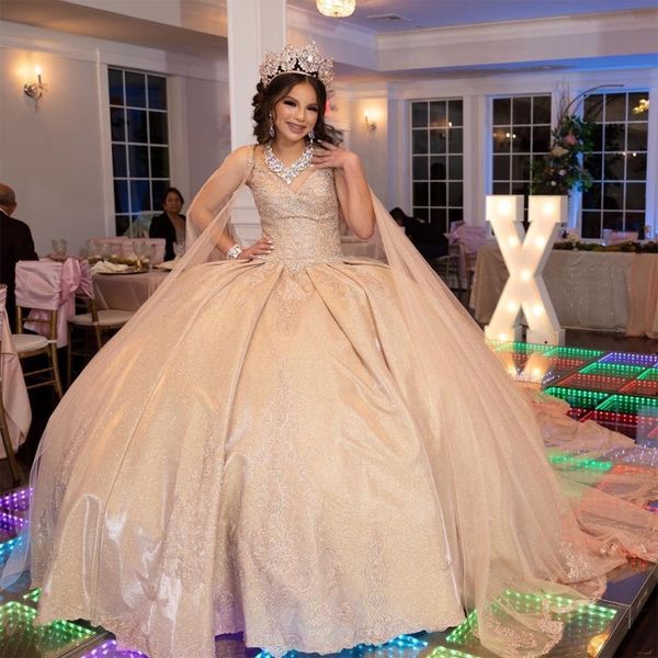 luxury glittering light gold off-shoulder with cape quinceanera dresses vestidos de 15 anos birthday party ball gown corset, Blue;red
luxury glittering light gold off-shoulder with cape quinceanera dresses vestidos de 15 anos birthday party ball gown corset, Blue;red