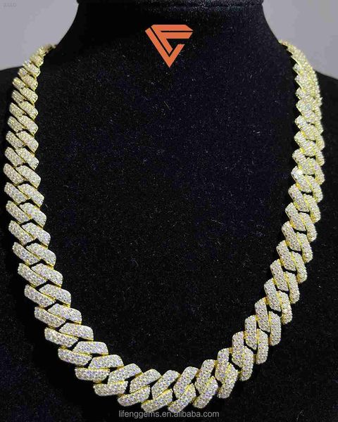 hip-hop jewelry men's chain 925 sterling silver with gold plated moissanite diamond 12mm 18inches chain necklace cuban chain
hip-hop jewelry men's chain 925 sterling silver with gold plated moissanite diamond 12mm 18inches chain necklace cuban chain