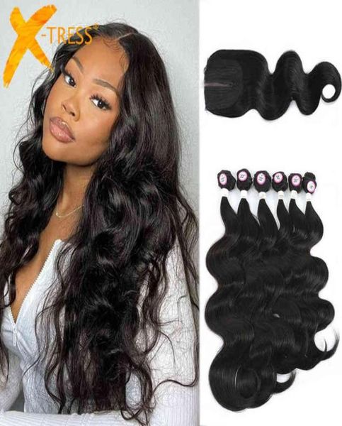 body wave synthetic hair extensions with lace closure xtress hair weave bundles for women 4x4 closure middle part wavy hair h22046567628, Black
body wave synthetic hair extensions with lace closure xtress hair weave bundles for women 4x4 closure middle part wavy hair h22046567628, Black