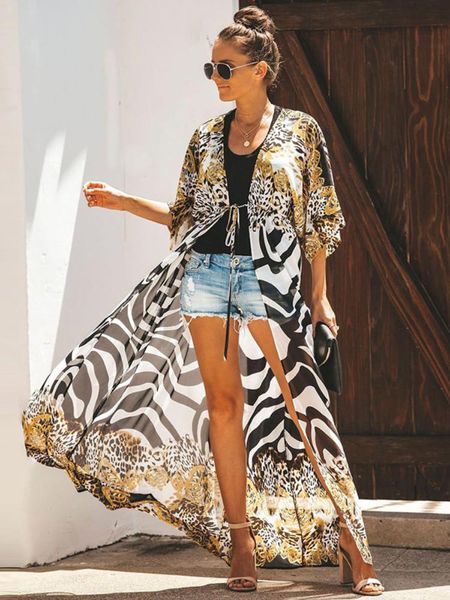swimwear bikini cover up chiffon beach kimono women leopard printed long cape for swimsuit tunic summer beach wear factory supply, White;black
swimwear bikini cover up chiffon beach kimono women leopard printed long cape for swimsuit tunic summer beach wear factory supply, White;black