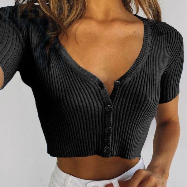 t-shirt summer fashion womens short sleeve button tshirt solid woman slim fit crop stylish girls high street clothing cardigan, White
t-shirt summer fashion womens short sleeve button tshirt solid woman slim fit crop stylish girls high street clothing cardigan, White
