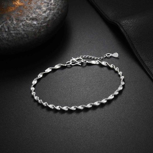 korean style 925 link silver plated jewelry fashion exquisite double water wave bracelet twisted string piece chain, Black
korean style 925 link silver plated jewelry fashion exquisite double water wave bracelet twisted string piece chain, Black