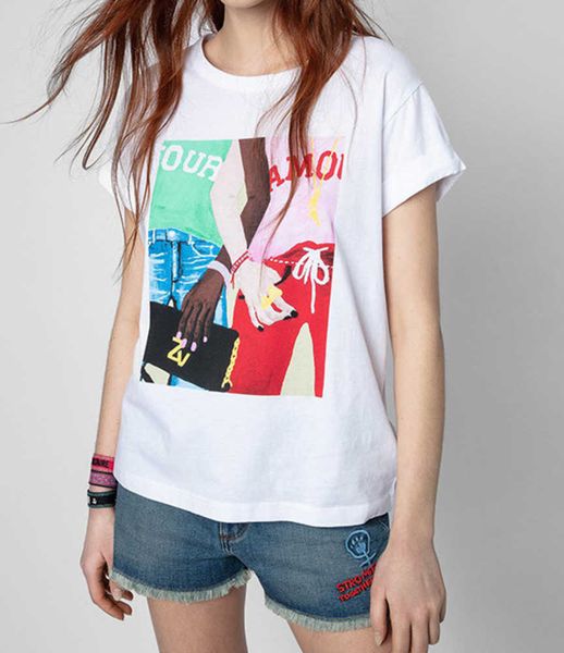 23ss zadig voltaire summer cotton new designer t shirt fashion little popular sisters hand in hand letter print women short sleeve, White
23ss zadig voltaire summer cotton new designer t shirt fashion little popular sisters hand in hand letter print women short sleeve, White
