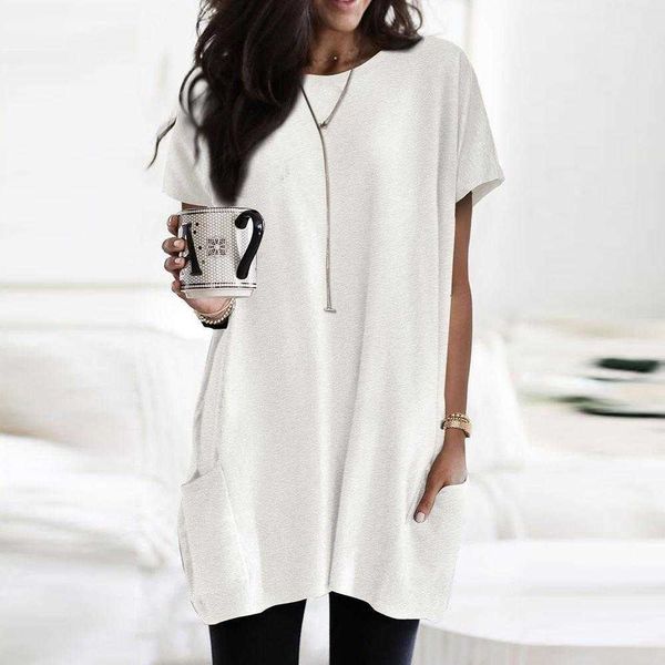loose side pocket style short womens blouses sleeved mid length thigh t shirt, White
loose side pocket style short womens blouses sleeved mid length thigh t shirt, White