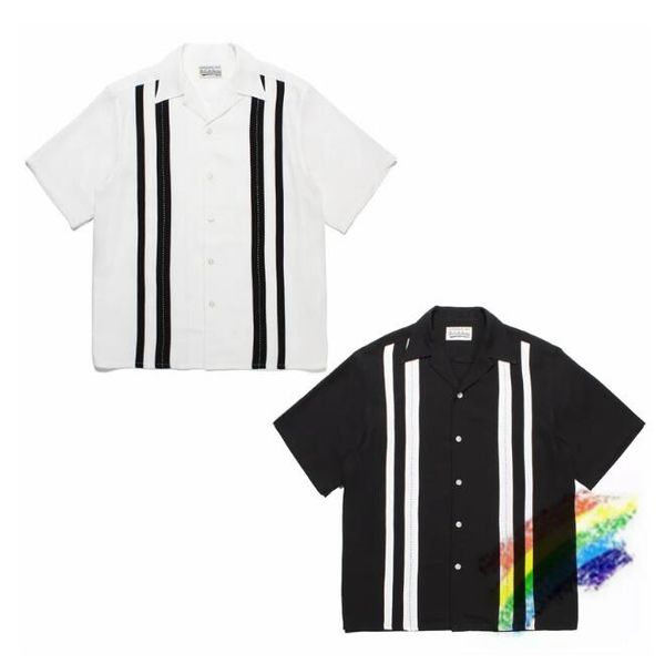 2023ss stripe shirts men women black white patchwork hawaiian shirt tee, White;black
2023ss stripe shirts men women black white patchwork hawaiian shirt tee, White;black