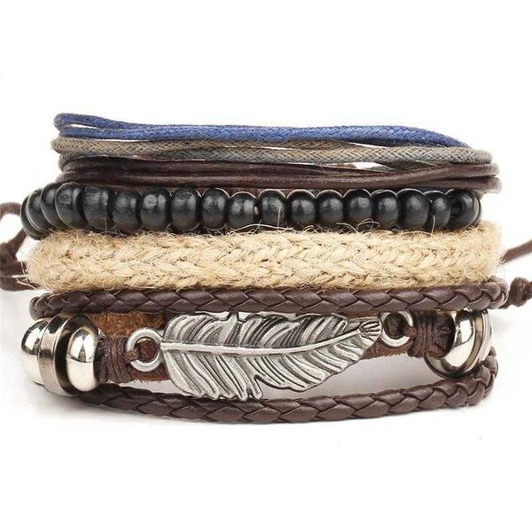 alloy feather multi bracelet layer carrying strap wooden bead woven beads wax rope ornament, Golden;silver
alloy feather multi bracelet layer carrying strap wooden bead woven beads wax rope ornament, Golden;silver