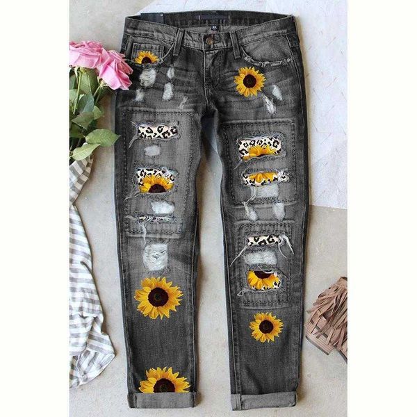 summer ripped print jeans womens mid waist washed and frayed casual pants, Blue
summer ripped print jeans womens mid waist washed and frayed casual pants, Blue