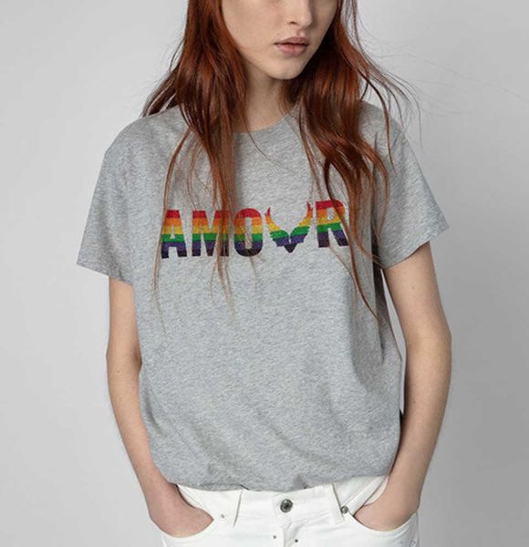 23ss zadig voltaire summer cotton new designer t shirt gradient rainbow alphabet print diamond women short sleeve fashion, White
23ss zadig voltaire summer cotton new designer t shirt gradient rainbow alphabet print diamond women short sleeve fashion, White