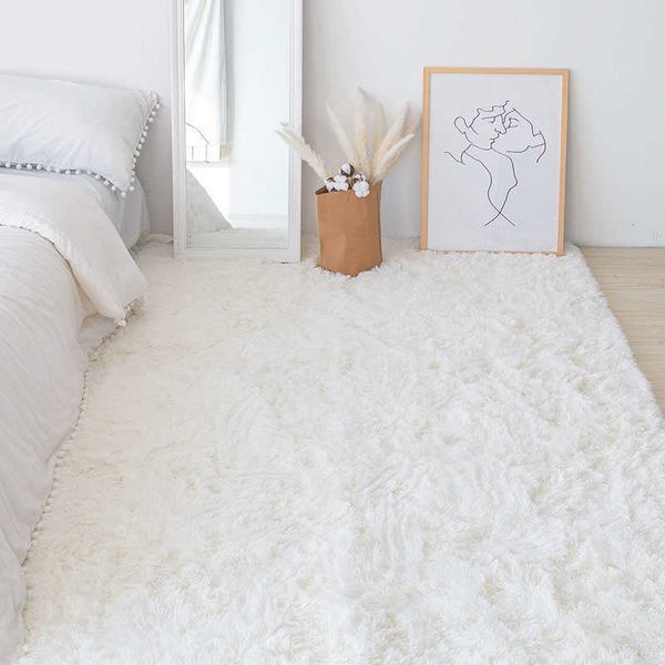 

White Fluffy Carpet Plush Carpets Living Room Decoration Thicken Bedroom Bedside Mats Non-slip Children's Room Soft Large Rugs