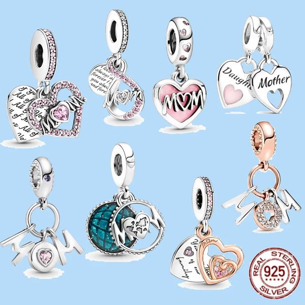 925 sterling silver charms for pandora jewelry beads women jewelry mom letters heart double dangle, Black
925 sterling silver charms for pandora jewelry beads women jewelry mom letters heart double dangle, Black
