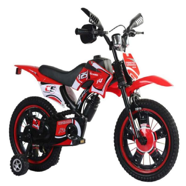 Image of 2022 New Simulation Motorcycle 12-inch Mountain Outdoor Sports Metal Solid Childrens Bicycle 11