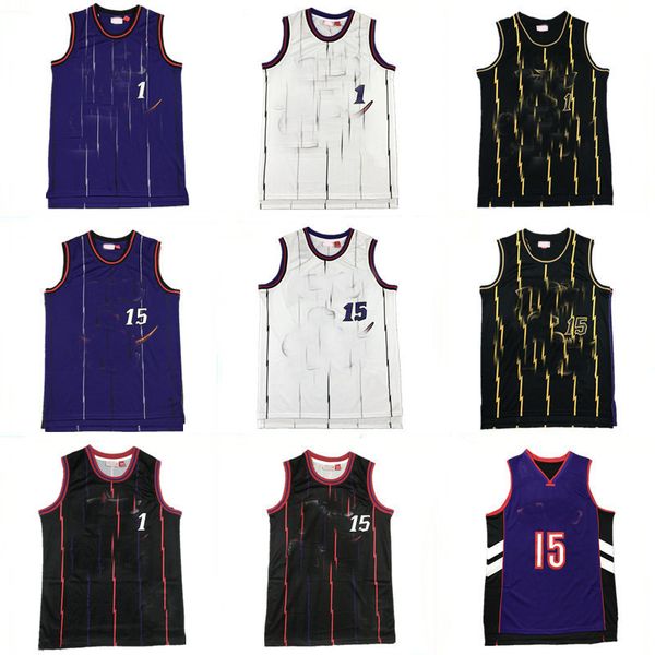 basketball jerseys new rapto no. 1 mc no. 15 cart retro jersey embroidered mesh basketball uniform vest shorts, Black;red
basketball jerseys new rapto no. 1 mc no. 15 cart retro jersey embroidered mesh basketball uniform vest shorts, Black;red