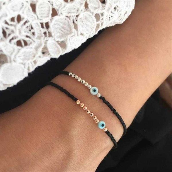 bohemian style simple bead hand bracelets woven evil eye friendship rope womens small bracelet, Golden;silver
bohemian style simple bead hand bracelets woven evil eye friendship rope womens small bracelet, Golden;silver