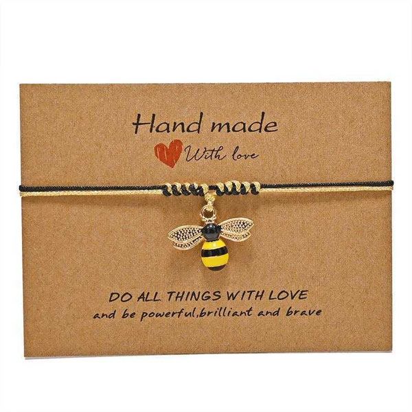 cartoon bee card bracelet pastoral style lady student hand woven rope, Golden;silver
cartoon bee card bracelet pastoral style lady student hand woven rope, Golden;silver