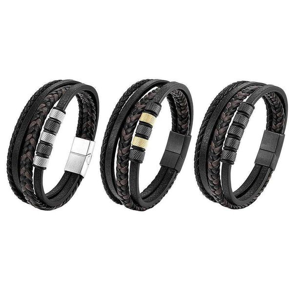 fashion stainless steel strands diy beaded multi layer woven leather string bracelet trendy mens chain, Black
fashion stainless steel strands diy beaded multi layer woven leather string bracelet trendy mens chain, Black