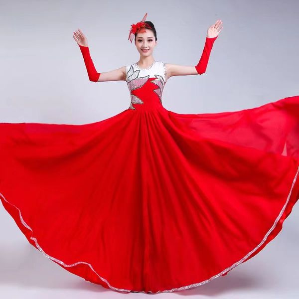 new opening dance big swing skirt female young and middle aged modern dance song chorus performance dress, Black;red
new opening dance big swing skirt female young and middle aged modern dance song chorus performance dress, Black;red