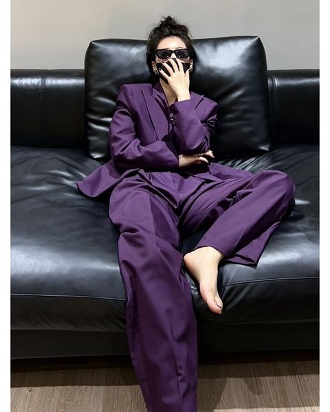 t111 women's two piece pants purple brown business suits blazer jacket flare pants two piece office female suit, White
t111 women's two piece pants purple brown business suits blazer jacket flare pants two piece office female suit, White