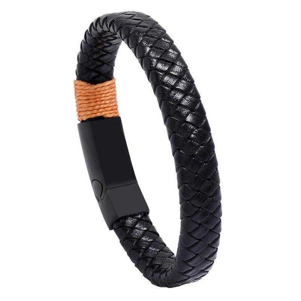 retro black woven stainless steel mens bracelet simple magnet buckle leather, Golden;silver
retro black woven stainless steel mens bracelet simple magnet buckle leather, Golden;silver