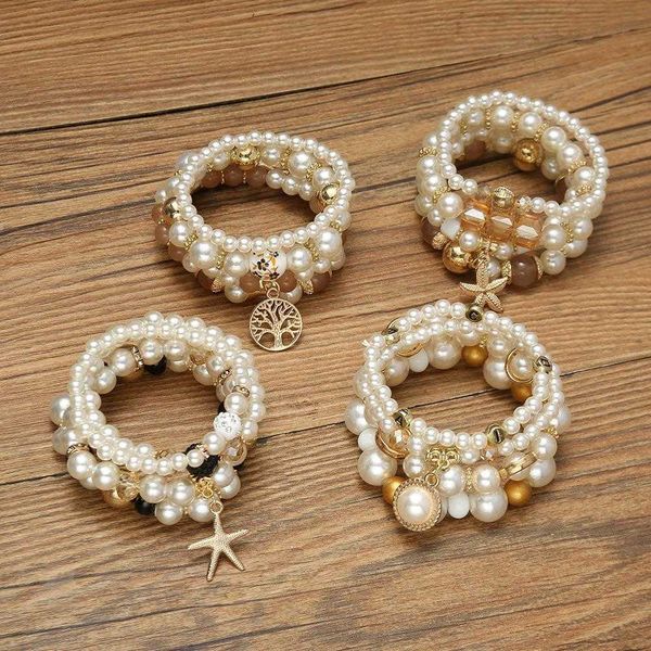 pearl womens bracelet metal spacer starfish tree pendant female accessories, Golden;silver
pearl womens bracelet metal spacer starfish tree pendant female accessories, Golden;silver