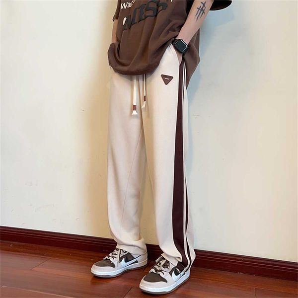 summer high end men's pants for trendy brand striped patchwork sanitary pants with loose and straight tube drape wide leg casual pants, Black
summer high end men's pants for trendy brand striped patchwork sanitary pants with loose and straight tube drape wide leg casual pants, Black