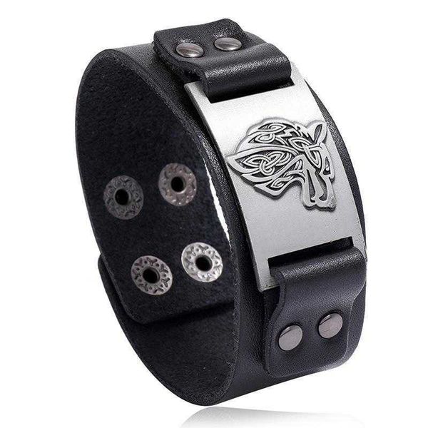 nordic viking cattle leather bracelet celtic wolf head mens ornament, Golden;silver
nordic viking cattle leather bracelet celtic wolf head mens ornament, Golden;silver