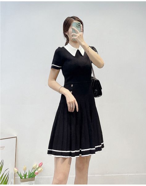 casual dresses women collared contrasting pleated knitted mini dress sandro, Black;gray
casual dresses women collared contrasting pleated knitted mini dress sandro, Black;gray