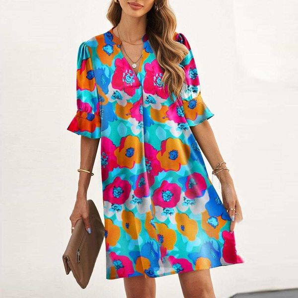 summer floral print dress womens clothing leisure pullover v neck skirt women, Black;gray
summer floral print dress womens clothing leisure pullover v neck skirt women, Black;gray